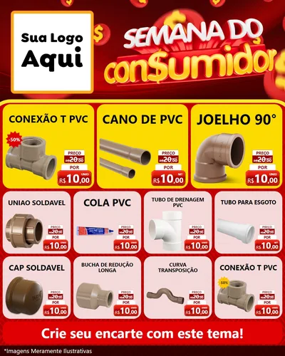 Modelo de Rede Social para Feed Instagram com o tema Semana do Consumidor para Tubos e conexões