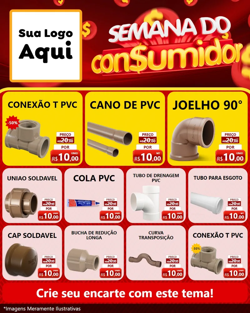 Modelo de Rede Social para Feed Instagram com o tema Semana do Consumidor para Tubos e conexões