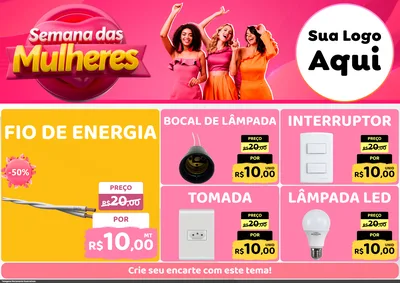 Modelo de Encarte para Encarte A4 Horizontal com o tema Semana das Mulheres para Materiais Elétricos