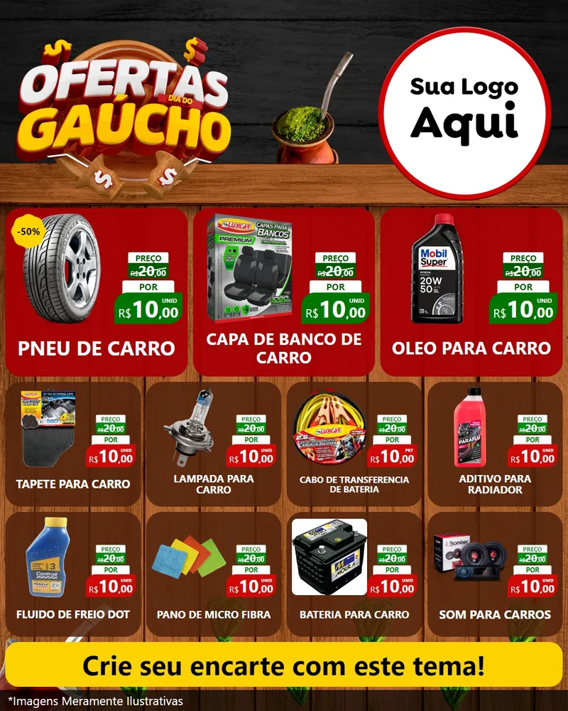 Modelo de Rede Social para Feed Instagram com o tema Ofertas Dia do Gaúcho para Auto peças