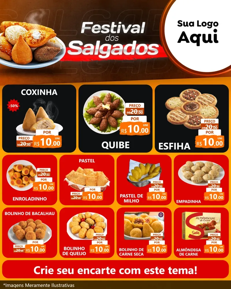 Modelo de Rede Social para Feed Instagram com o tema Festival dos Salgados para Salgadaria