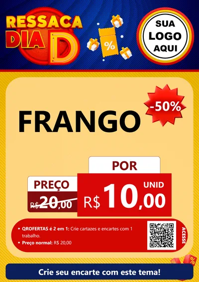 Modelo de Cartaz para Cartaz A4 Vertical com o tema Ressaca Dia D para Assados