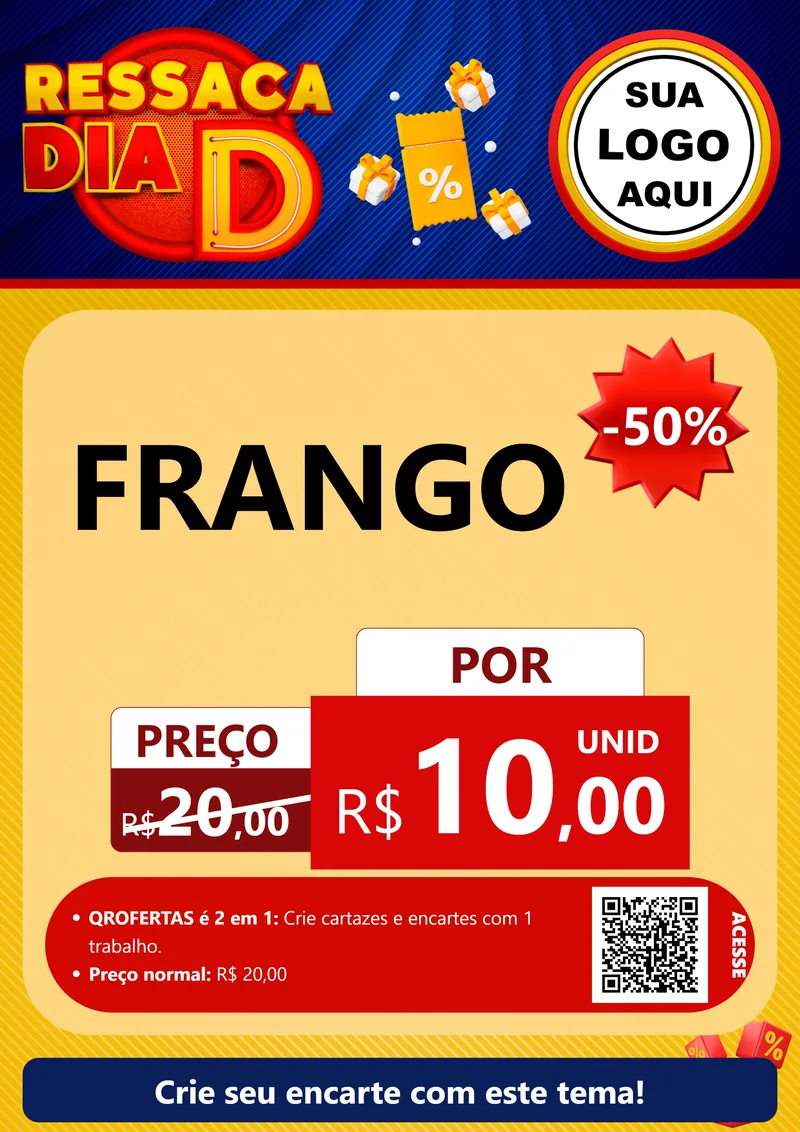 Modelo de Cartaz para Cartaz A4 Vertical com o tema Ressaca Dia D para Assados