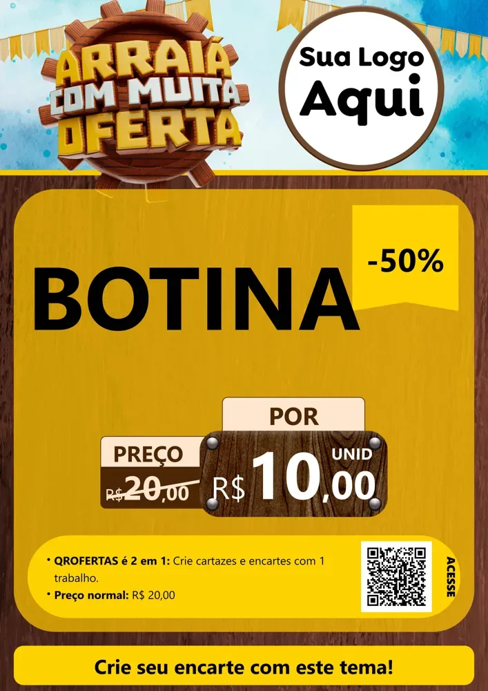 Modelo de Cartaz para Cartaz A4 Vertical com o tema Ofertas de São João - Junina para Agropecuária