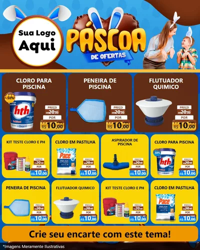 Modelo de Rede Social para Feed Instagram com o tema Páscoa de Ofertas para Produtos para Piscina