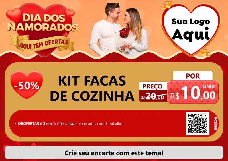 Modelo de Cartaz para Cartaz A4 Horizontal com o tema Dia dos Namorados - Aqui Tem Ofertas para Utilidades Domésticas