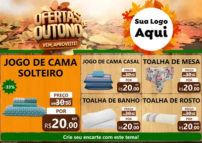 Modelo de Encarte para Encarte A4 Horizontal com o tema Ofertas de Outono - Vem, Aproveite! para Cama, Mesa e Banho