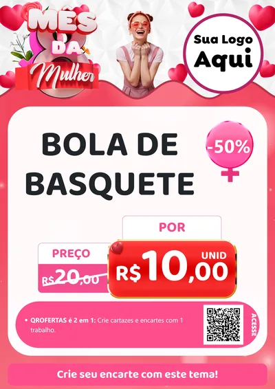 Modelo de Cartaz para Cartaz A4 Vertical com o tema Mês da Mulher para Artigos Esportivos