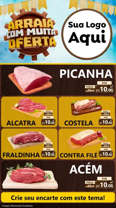 Modelo de TV para TV Vertical com o tema Ofertas de São João - Junina para Açougue