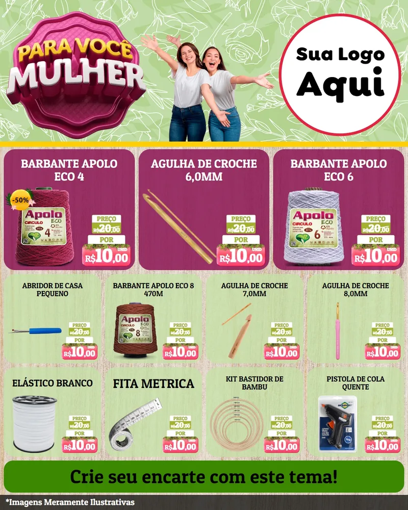Modelo de Rede Social para Feed Instagram com o tema Para Você Mulher para Armarinho e Aviamentos