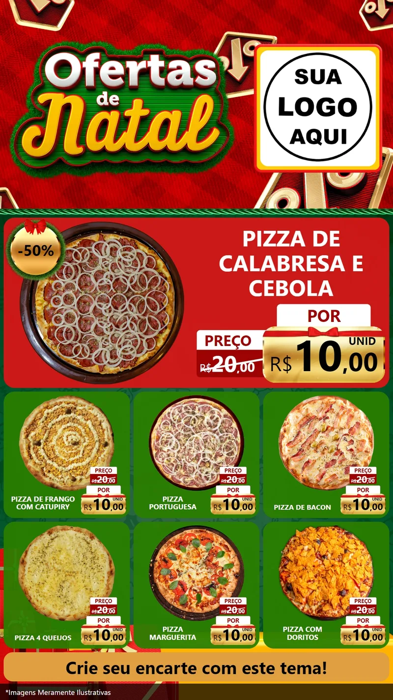 Modelo de Rede Social para Stories com o tema Ofertas de Natal para Pizzaria