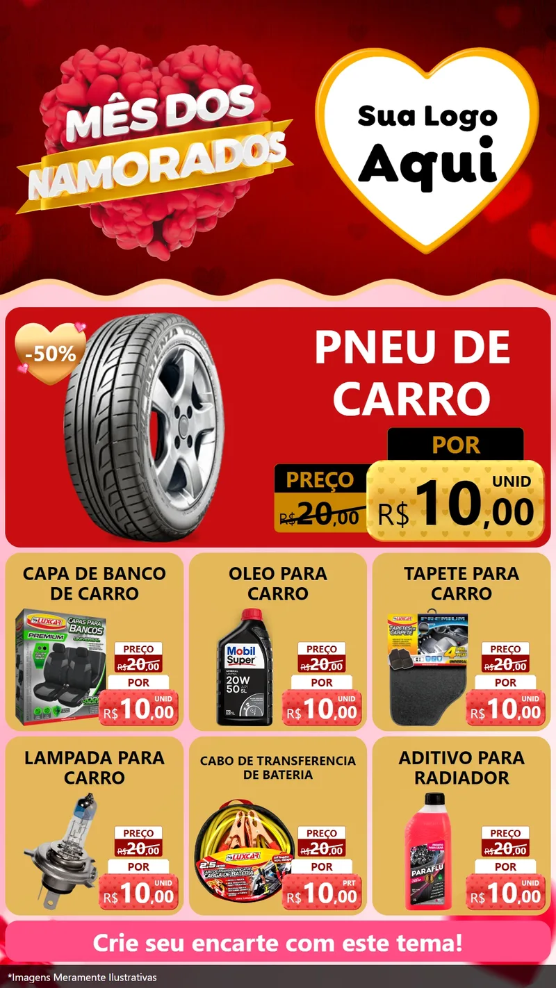 Modelo de Rede Social para Stories com o tema Mês dos Namorados para Auto peças