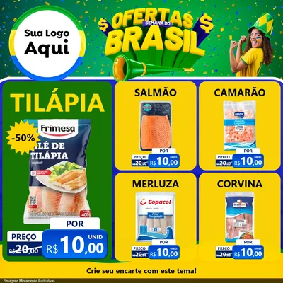 Modelo de Rede Social para Feed Facebook com o tema Ofertas Semana do Brasil para Peixaria