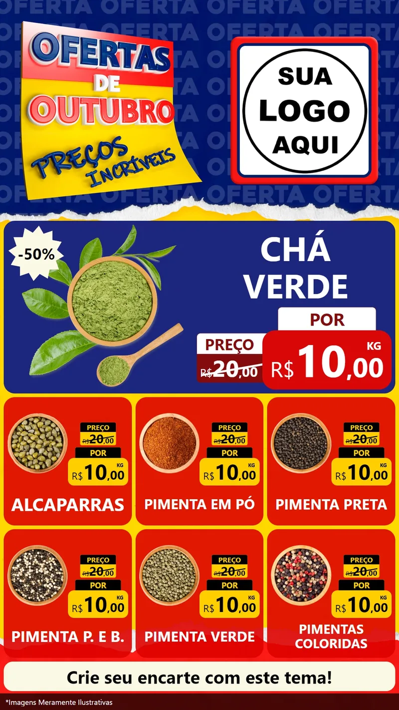 Modelo de Rede Social para Stories com o tema Ofertas de Outubro - Preços Incríveis para Produtos Naturais