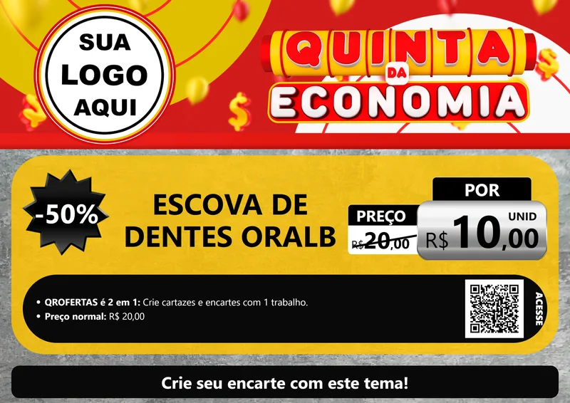 Modelo de Cartaz para Cartaz A4 Horizontal com o tema Quinta da Economia para Higiene Pessoal