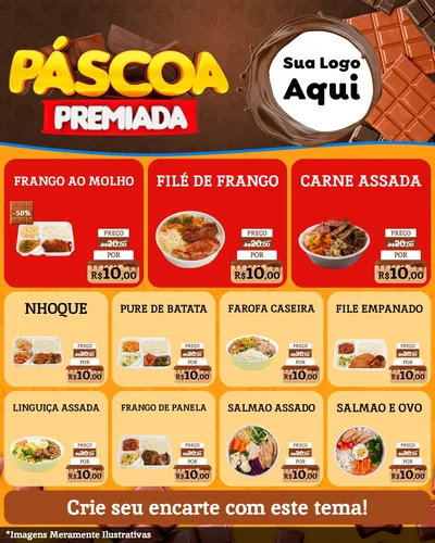 Modelo de Rede Social para Feed Instagram com o tema Páscoa Premiada para Restaurante