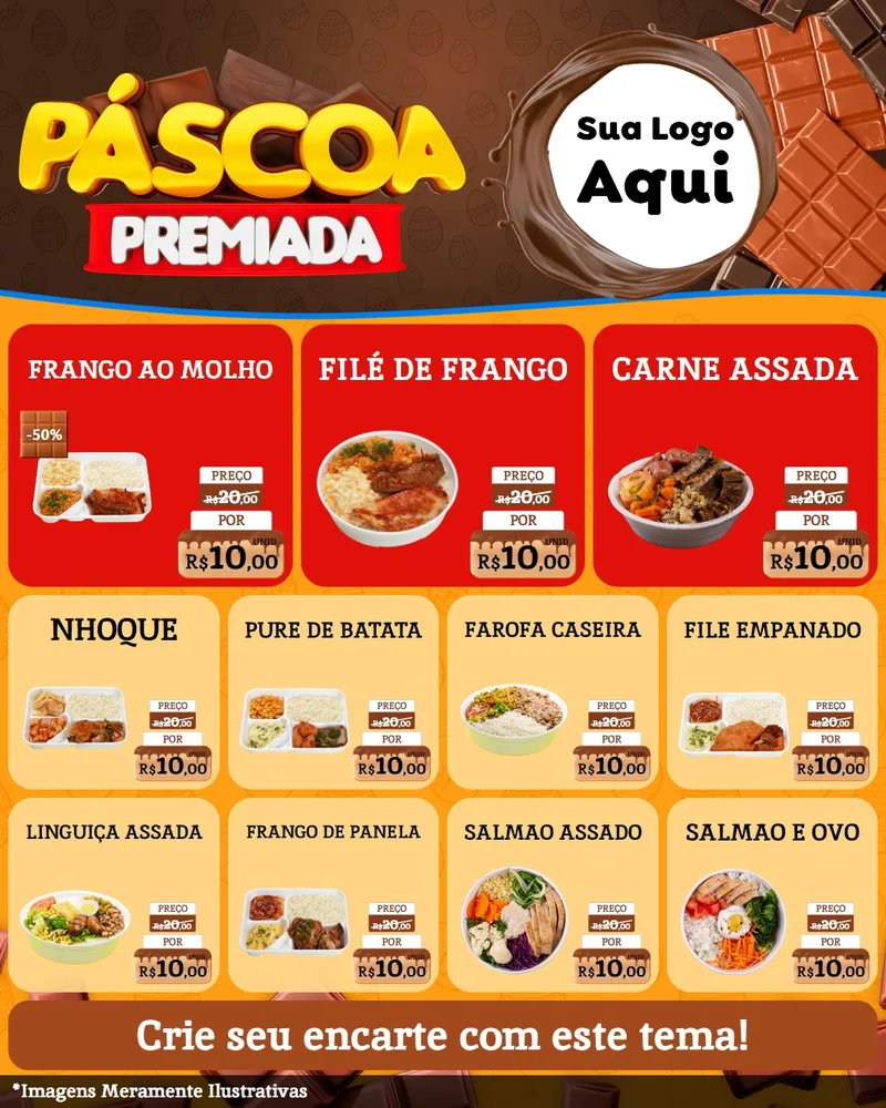 Modelo de Rede Social para Feed Instagram com o tema Páscoa Premiada para Restaurante