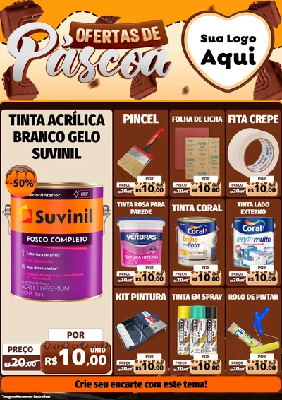 Modelo de Encarte para Encarte A4 Vertical com o tema Ofertas de Páscoa para Tintas e Ferramentas