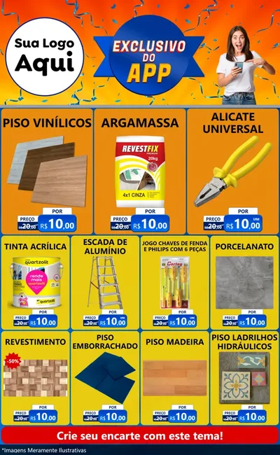 Modelo de Encarte para Encarte Grande com o tema Exclusivo do Aplicativo para Material para Construção