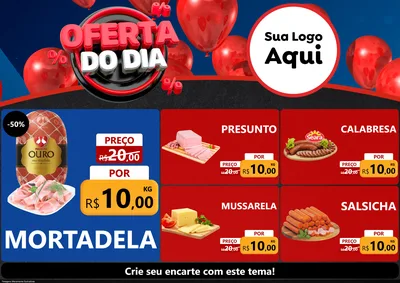 Modelo de Encarte para Encarte A4 Horizontal com o tema Oferta do Dia para Frios e Laticínios