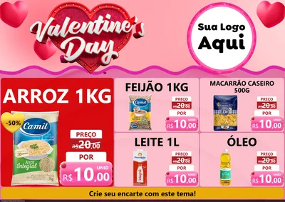 Modelo de Encarte para Encarte A4 Horizontal com o tema Valentine's Day para Supermercado