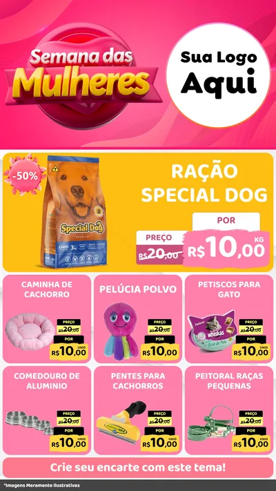 Modelo de Rede Social para Stories com o tema Semana das Mulheres para Pet Shop