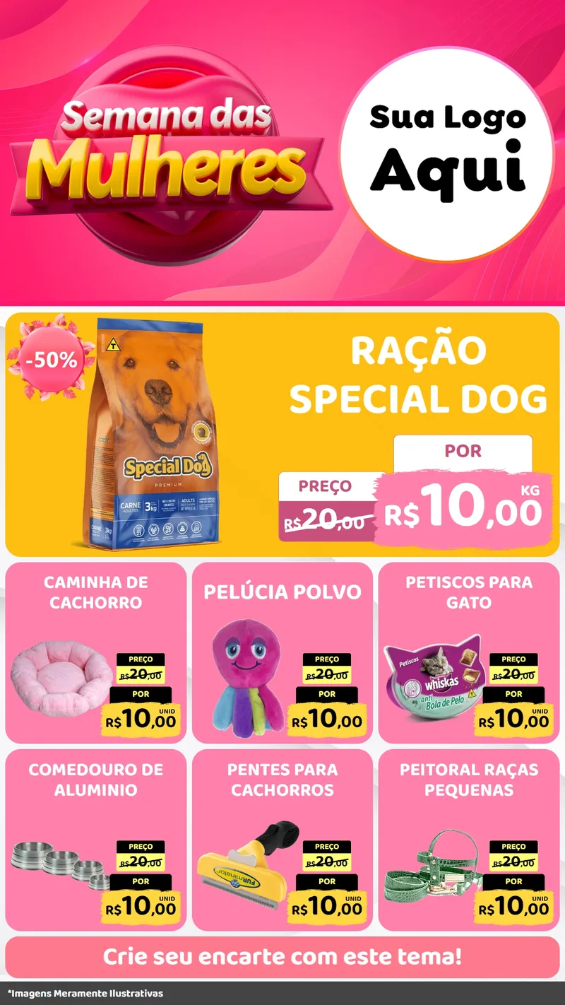 Modelo de Rede Social para Stories com o tema Semana das Mulheres para Pet Shop