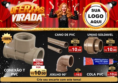 Modelo de Encarte para Encarte A4 Horizontal com o tema Ofertas da Virada para Tubos e conexões