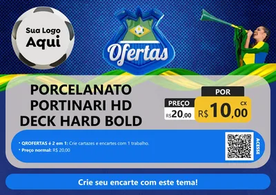 Modelo de Cartaz para Cartaz A4 Horizontal com o tema Ofertas (Futebol) para Pisos e revestimentos