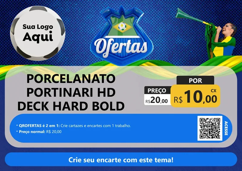 Modelo de Cartaz para Cartaz A4 Horizontal com o tema Ofertas (Futebol) para Pisos e revestimentos