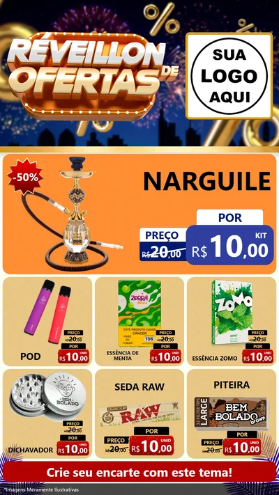 Modelo de Rede Social para Stories com o tema Réveillon de Ofertas para Tabacaria