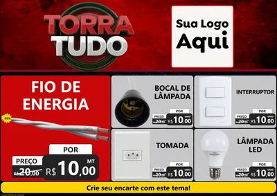 Modelo de Encarte para Encarte A4 Horizontal com o tema Torra Tudo para Materiais Elétricos