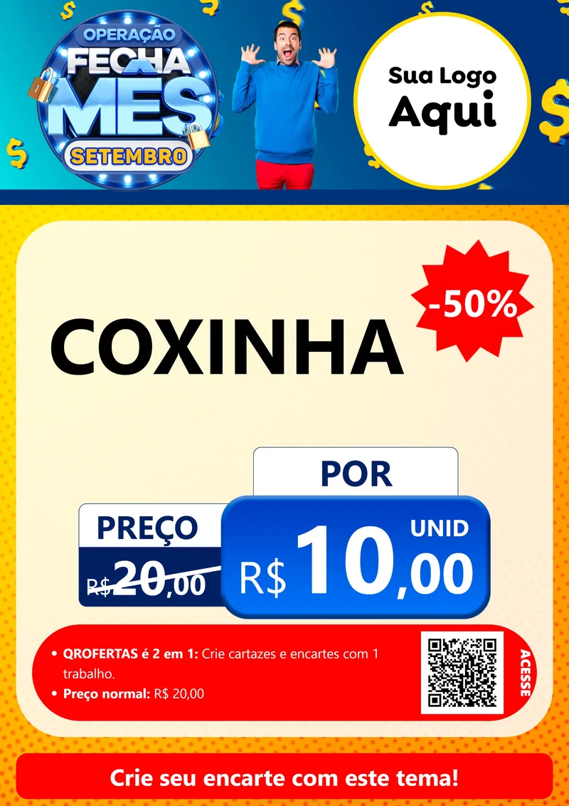 Modelo de Cartaz para Cartaz A4 Vertical com o tema Operação Fecha Mês Setembro para Salgadaria