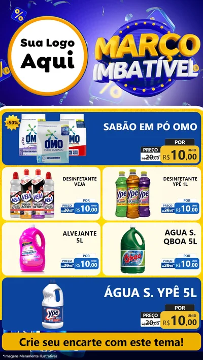 Modelo de TV para TV Vertical com o tema Março Imbatível para Produtos de Limpeza