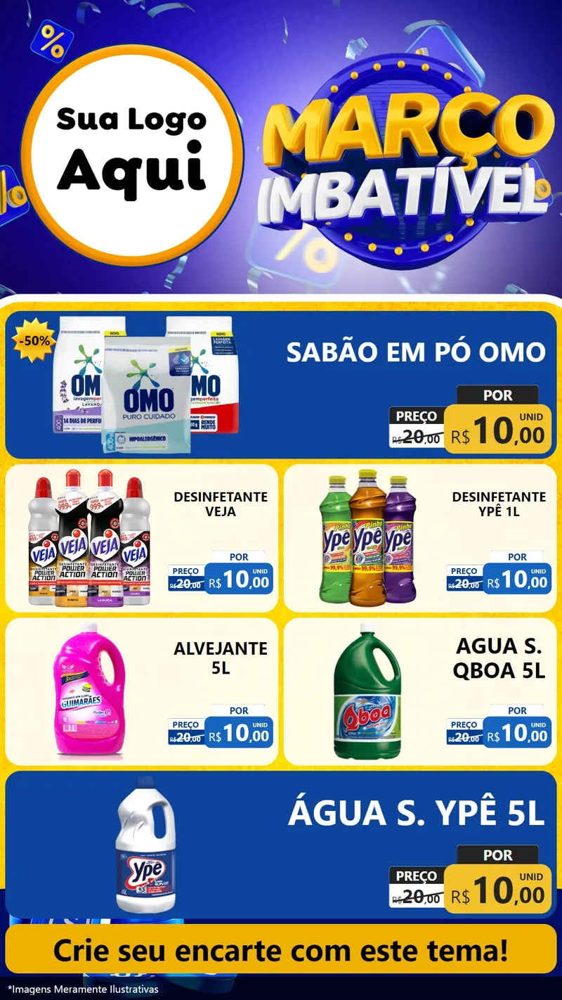 Modelo de TV para TV Vertical com o tema Março Imbatível para Produtos de Limpeza