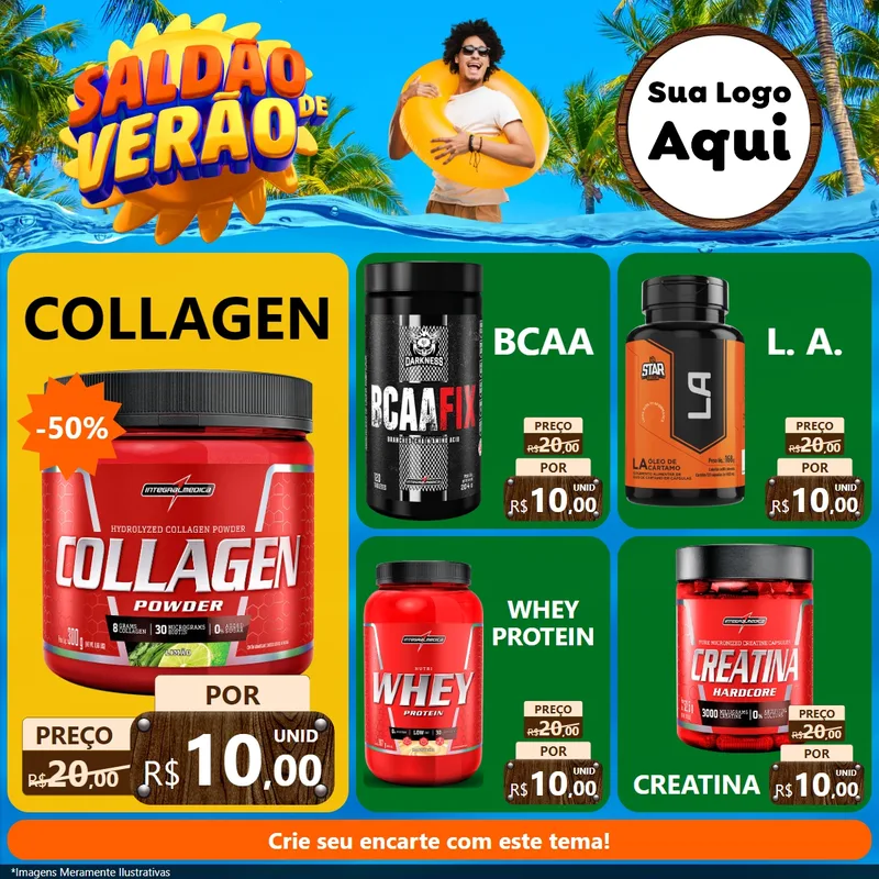 Modelo de Rede Social para Feed Facebook com o tema Saldão de Verão para Suplementos alimentares