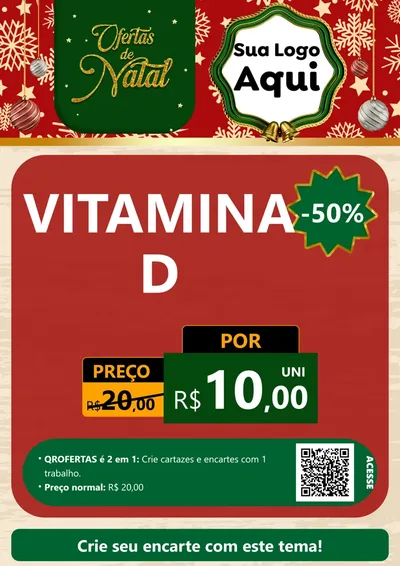 Modelo de Cartaz para Cartaz A4 Vertical com o tema Natal de Ofertas para Farmácia