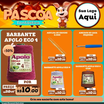 Modelo de Rede Social para Feed Facebook com o tema Páscoa Fantástica para Armarinho e Aviamentos