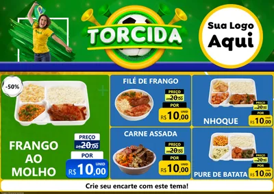 Modelo de Encarte para Encarte A4 Horizontal com o tema Torcida para Restaurante