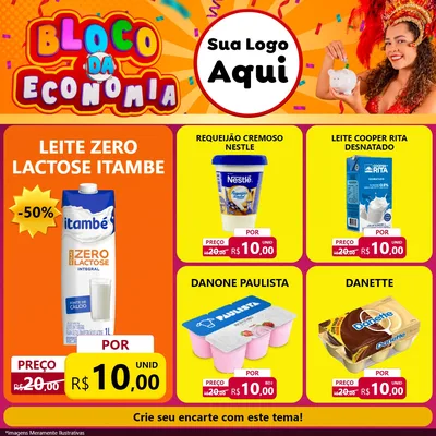 Modelo de Rede Social para Feed Facebook com o tema Bloco da Economia para Frios e Laticínios