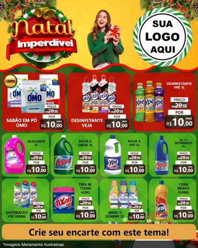Modelo de Rede Social para Feed Instagram com o tema Natal Imperdível para Produtos de Limpeza