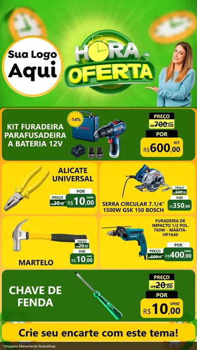 Modelo de TV para TV Vertical com o tema Hora da Oferta para Maquinas e Ferramentas