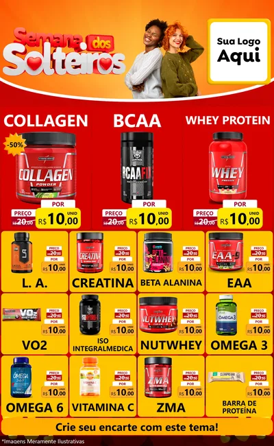 Modelo de Encarte para Encarte Grande com o tema Semana dos Solteiros para Suplementos alimentares