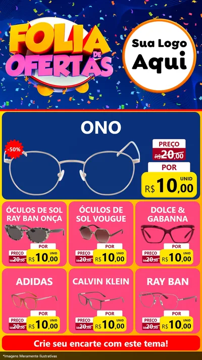 Modelo de Rede Social para Stories com o tema Folia de Ofertas para Óticas