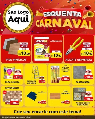 Modelo de Rede Social para Feed Instagram com o tema Esquenta Carnaval para Material para Construção