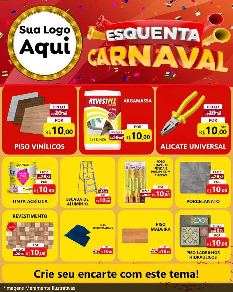 Modelo de Rede Social para Feed Instagram com o tema Esquenta Carnaval para Material para Construção