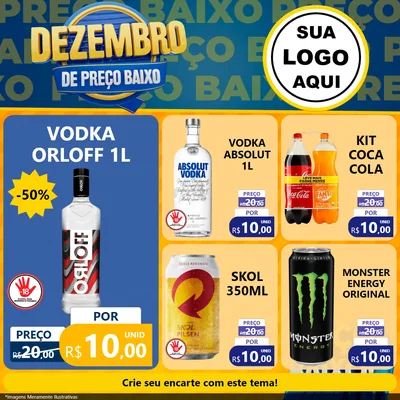 Modelo de Rede Social para Feed Facebook com o tema Dezembro de Preço Baixo para Distribuidora de bebidas
