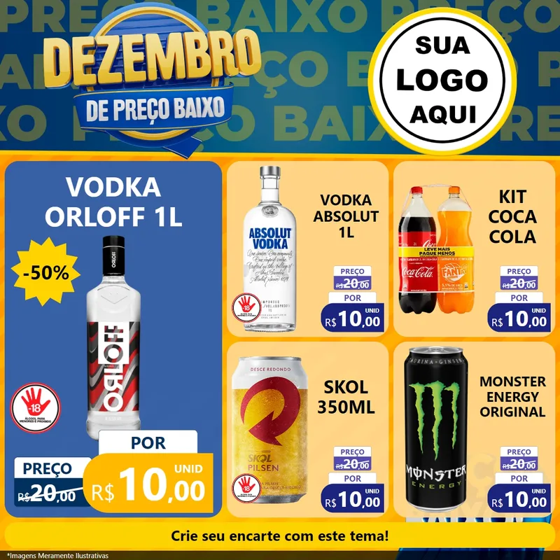 Modelo de Rede Social para Feed Facebook com o tema Dezembro de Preço Baixo para Distribuidora de bebidas