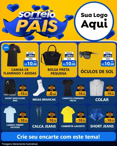 Modelo de Rede Social para Feed Instagram com o tema Sorteio Dia dos Pais para Roupas e acessórios