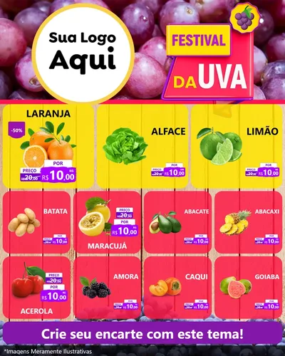 Modelo de Rede Social para Feed Instagram com o tema Festival da Uva para Hortifrúti